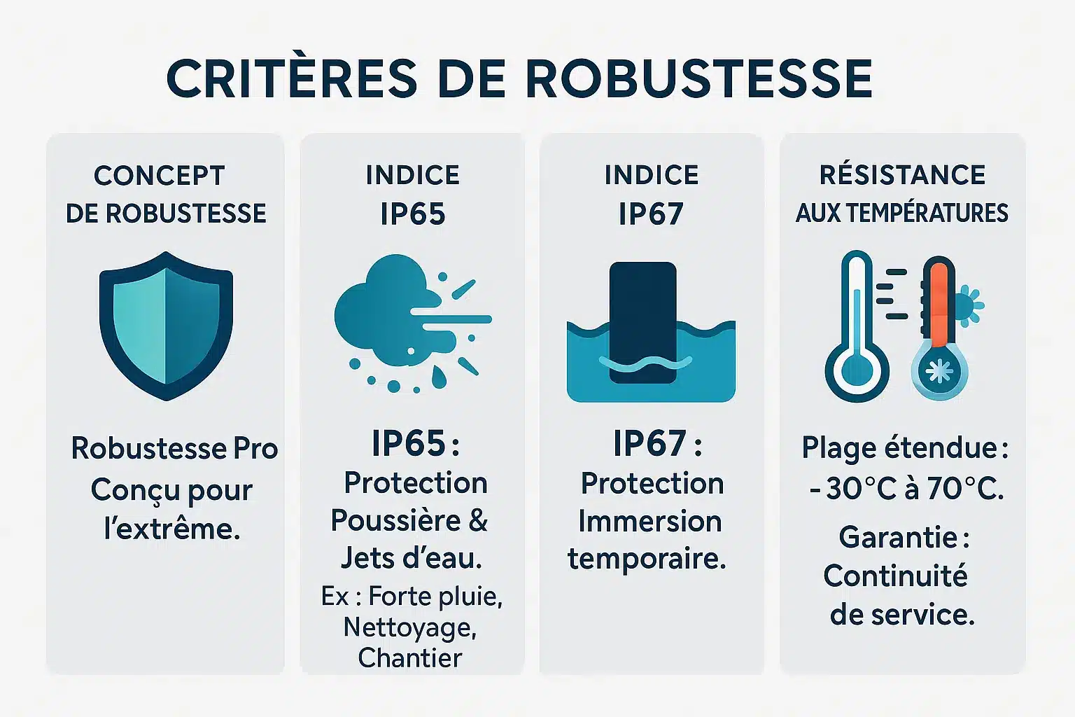 Critères de robustesse pour équipement professionnel
