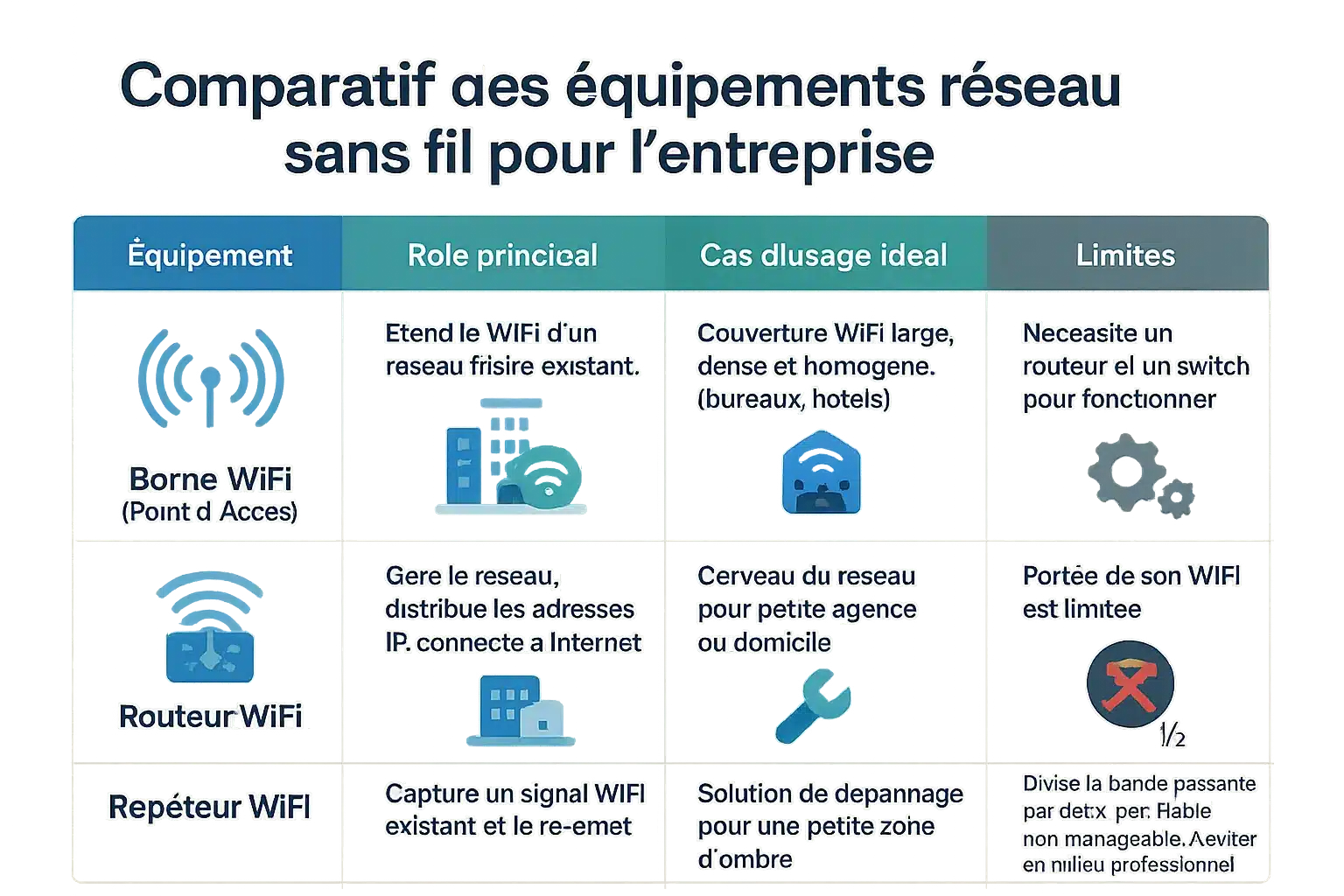 Comparatif des équipements réseau sans fil pour entreprises