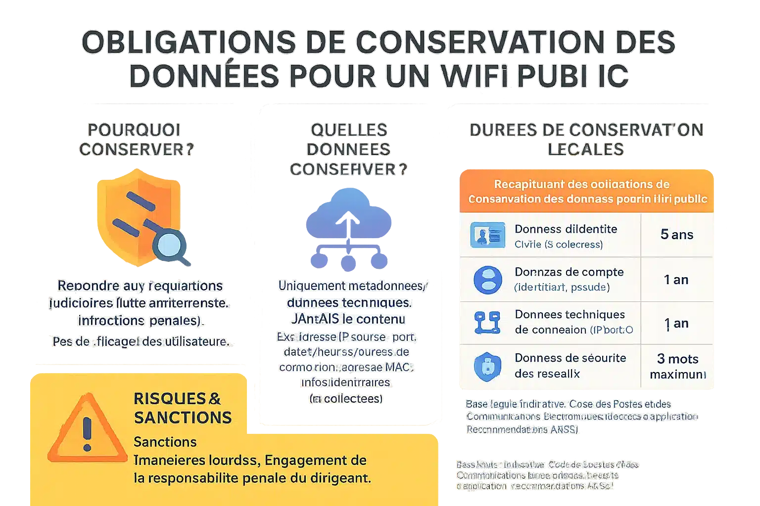 Schéma des obligations légales pour les données de connexion WiFi public