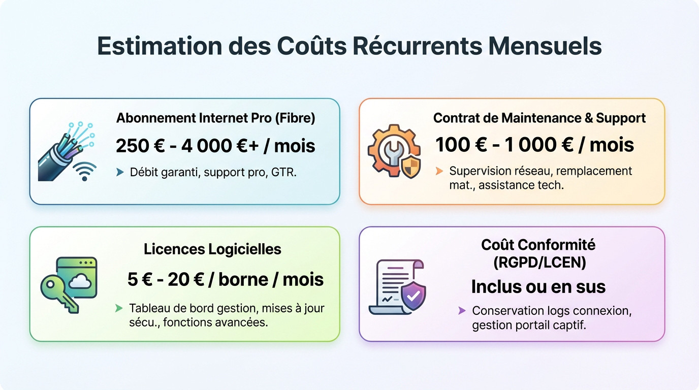 Tableau récapitulatif des coûts mensuels pour le wifi en camping
