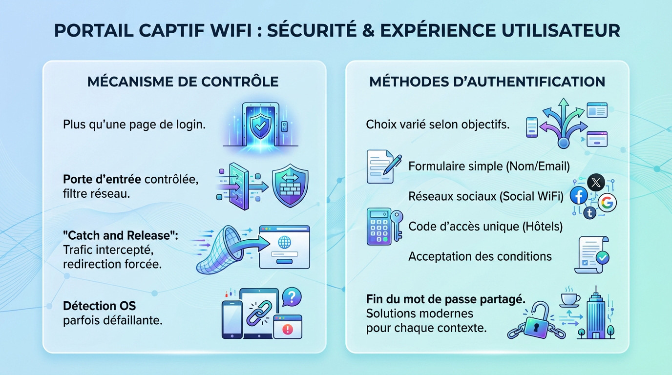 Interface de connexion d'un portail captif wifi sécurisant l'accès réseau sur smartphone