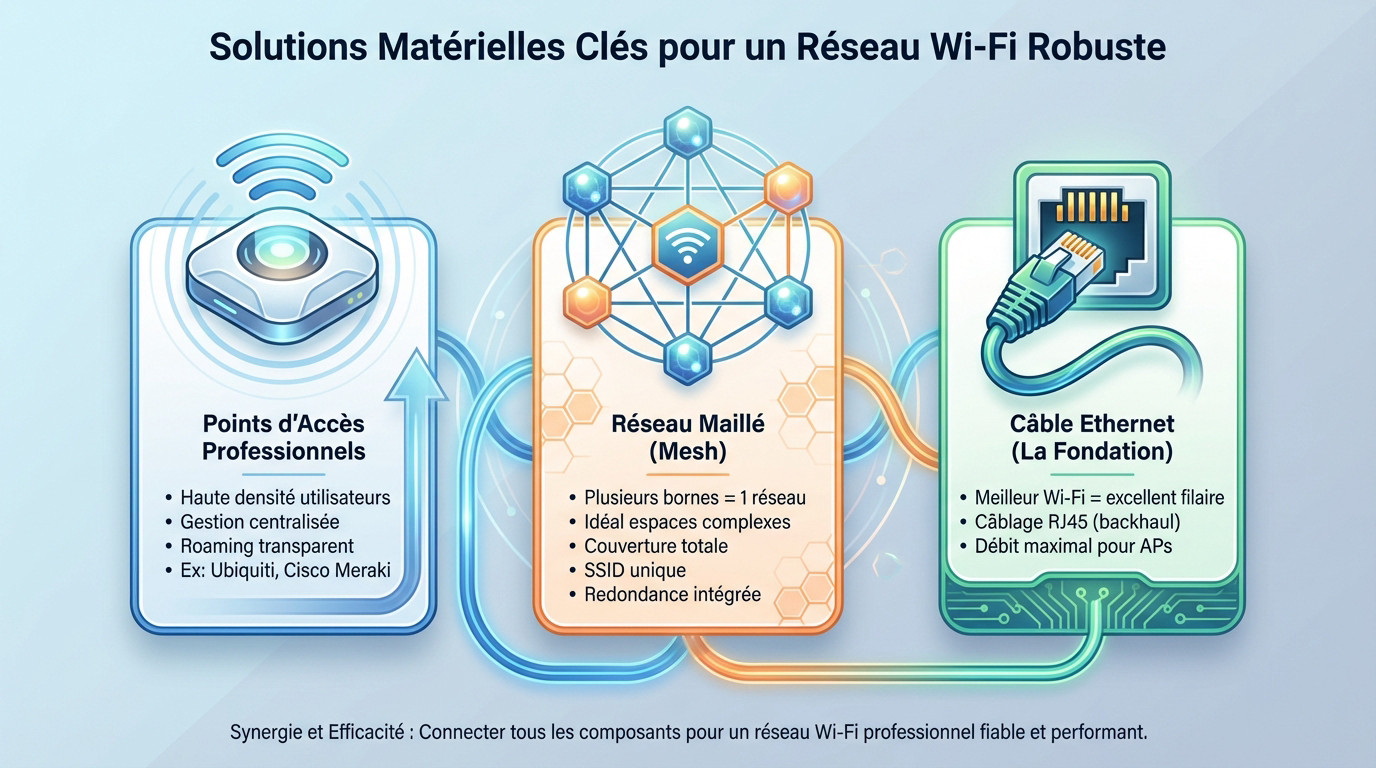 Schéma d'une infrastructure Wi-Fi professionnelle optimisée pour les entreprises à Paris