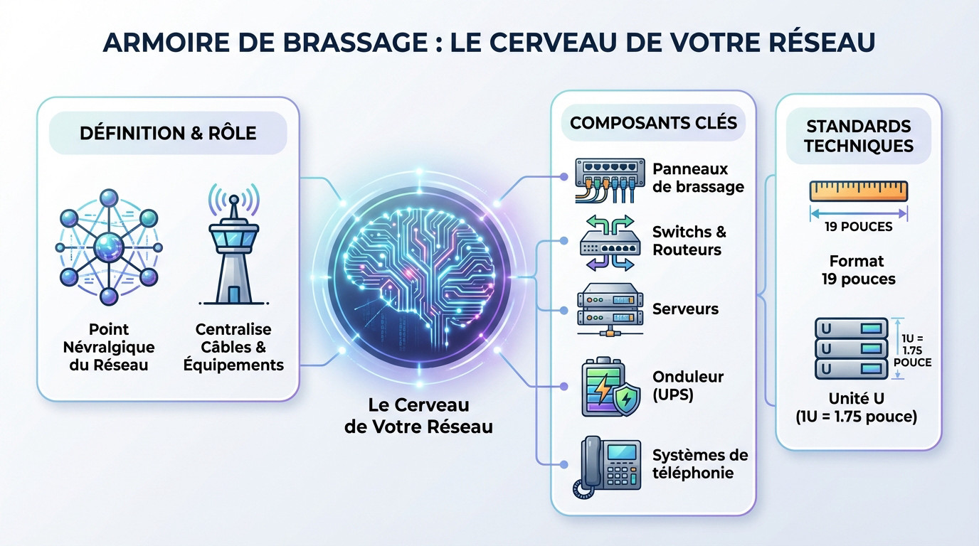 Baie de brassage informatique équipée de serveurs et switchs