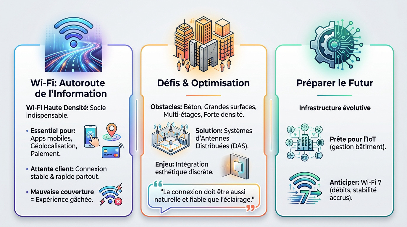 Infrastructure Wi-Fi haute densité essentielle pour connecter les visiteurs en centre commercial