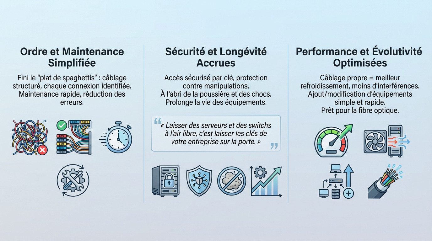 Baie de brassage organisée assurant sécurité et performance réseau