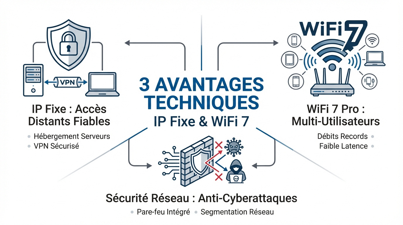 Installation d'un routeur WiFi 7 professionnel et configuration IP fixe pour entreprise