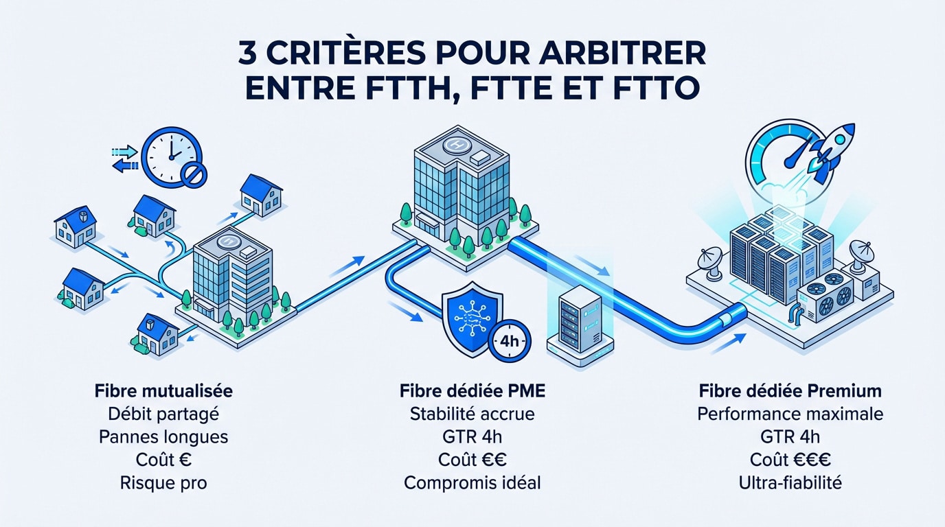 Comparatif des technologies fibre FTTH FTTE FTTO pour entreprises
