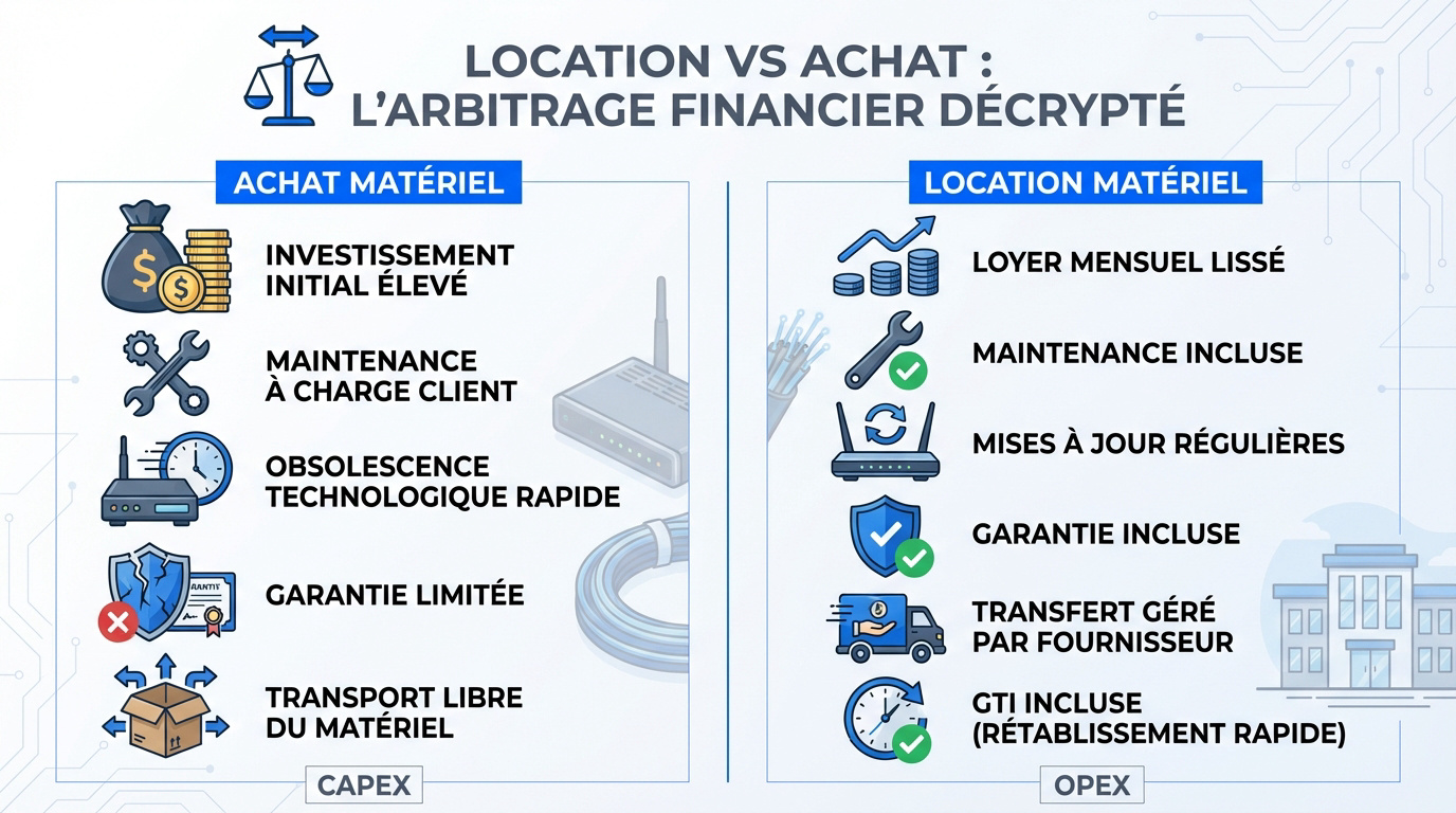 Comparaison stratégique entre l'achat et la location de routeurs fibre professionnels