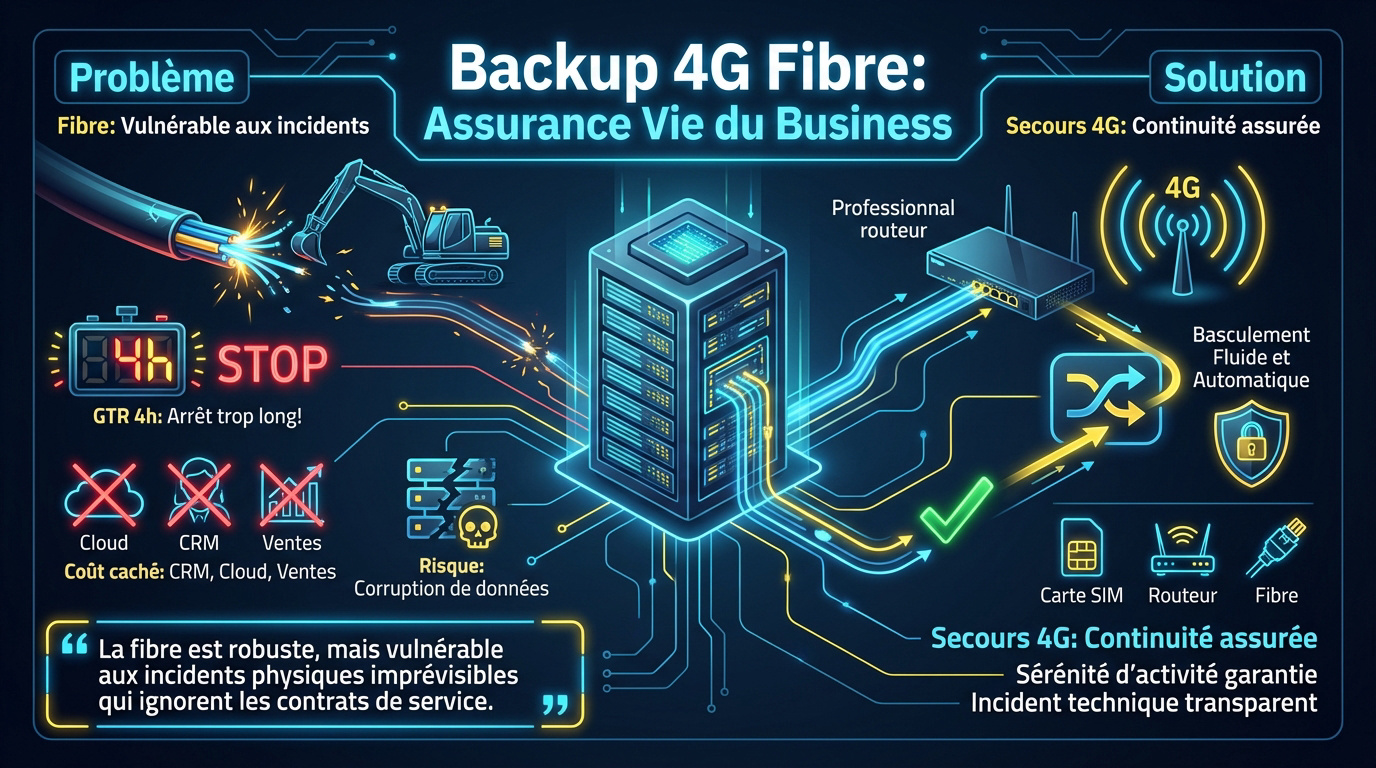Routeur de secours 4G 5G pour sécuriser une connexion internet fibre professionnelle