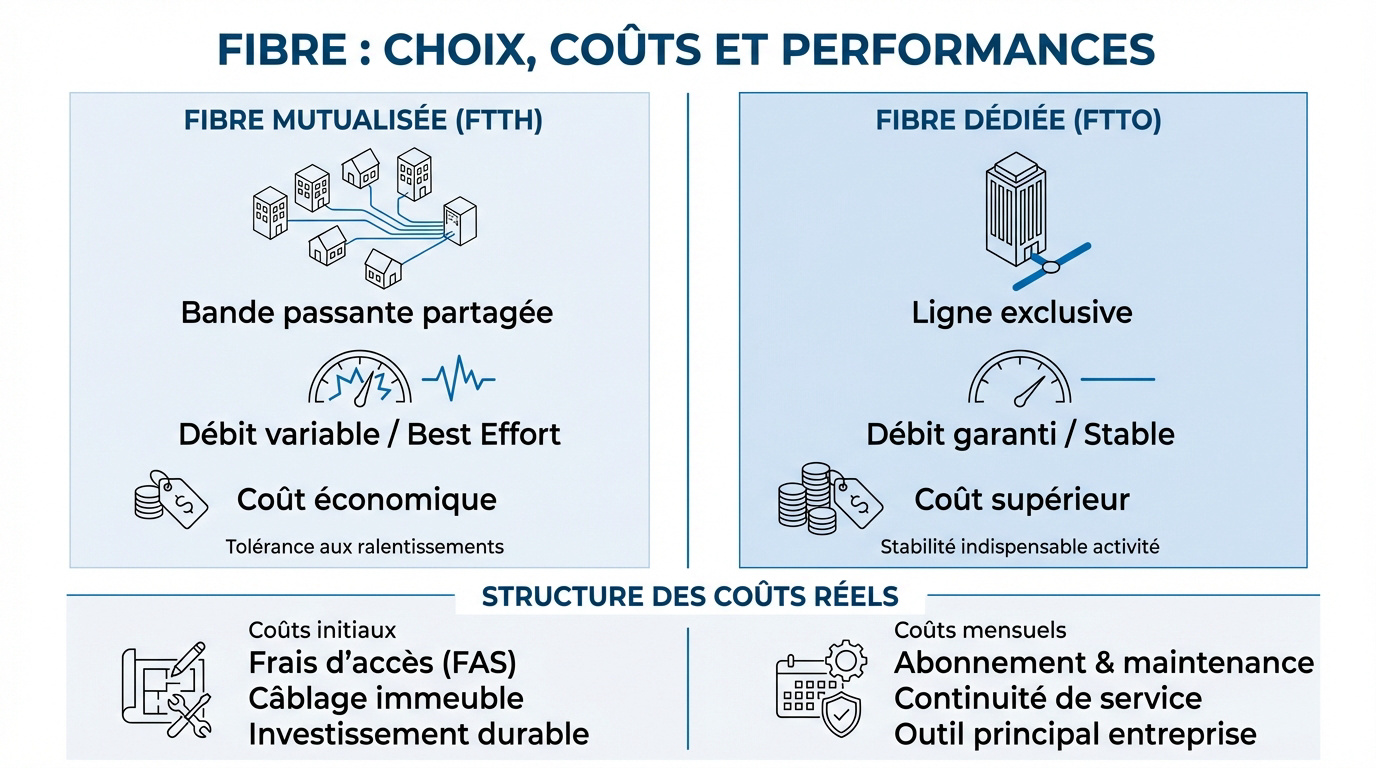 Analyse des coûts et performances fibre optique entreprise
