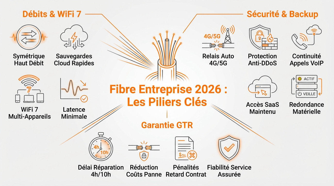 Comparatif fibre entreprise 2026 Orange SFR MJ Solution