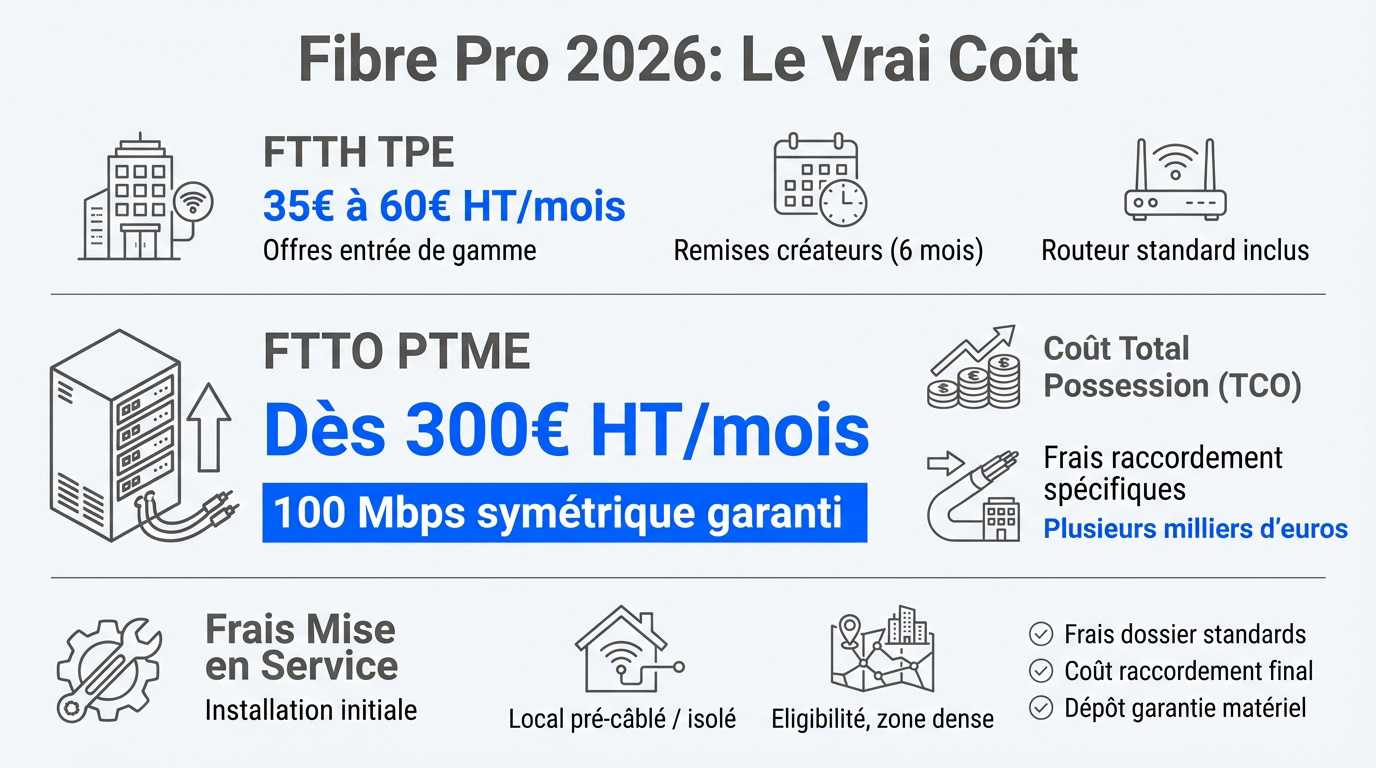Analyse des tarifs de la fibre optique professionnelle en 2026