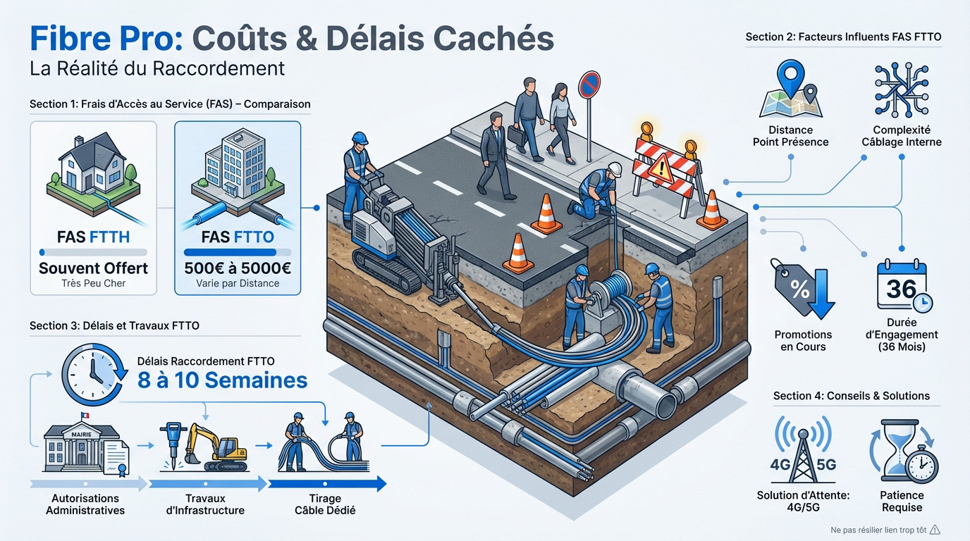 Comparaison des frais et délais de raccordement fibre pro