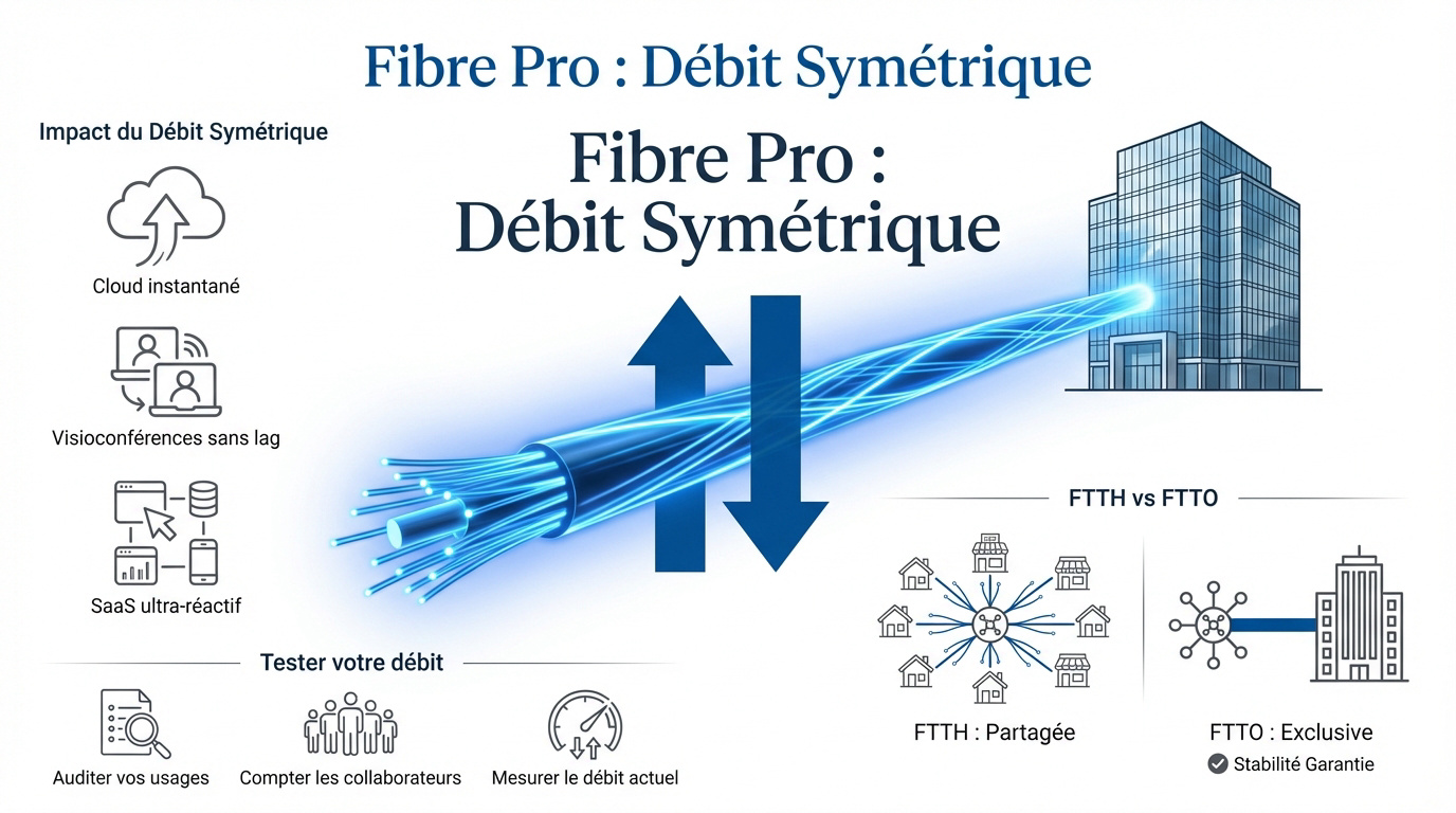 Installation de fibre optique professionnelle avec débit symétrique et stable