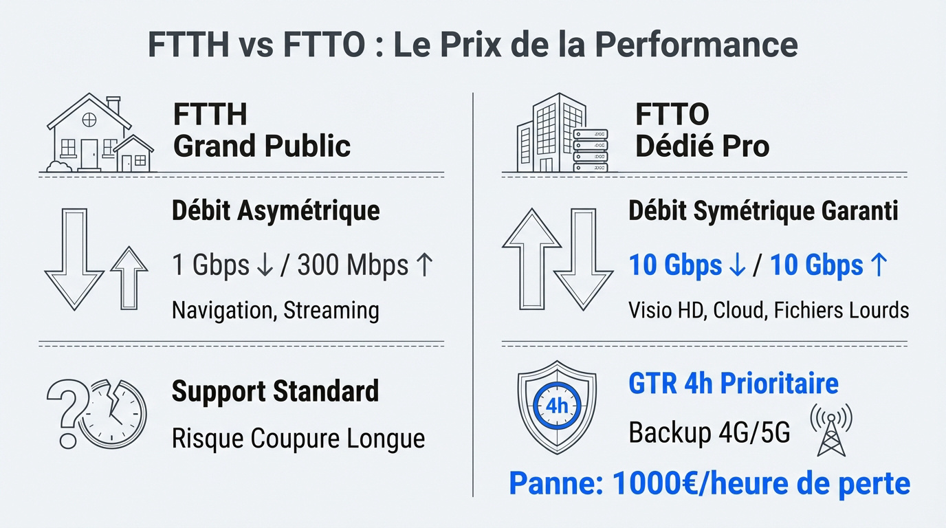 Comparaison des architectures fibre FTTH et FTTO pour les entreprises