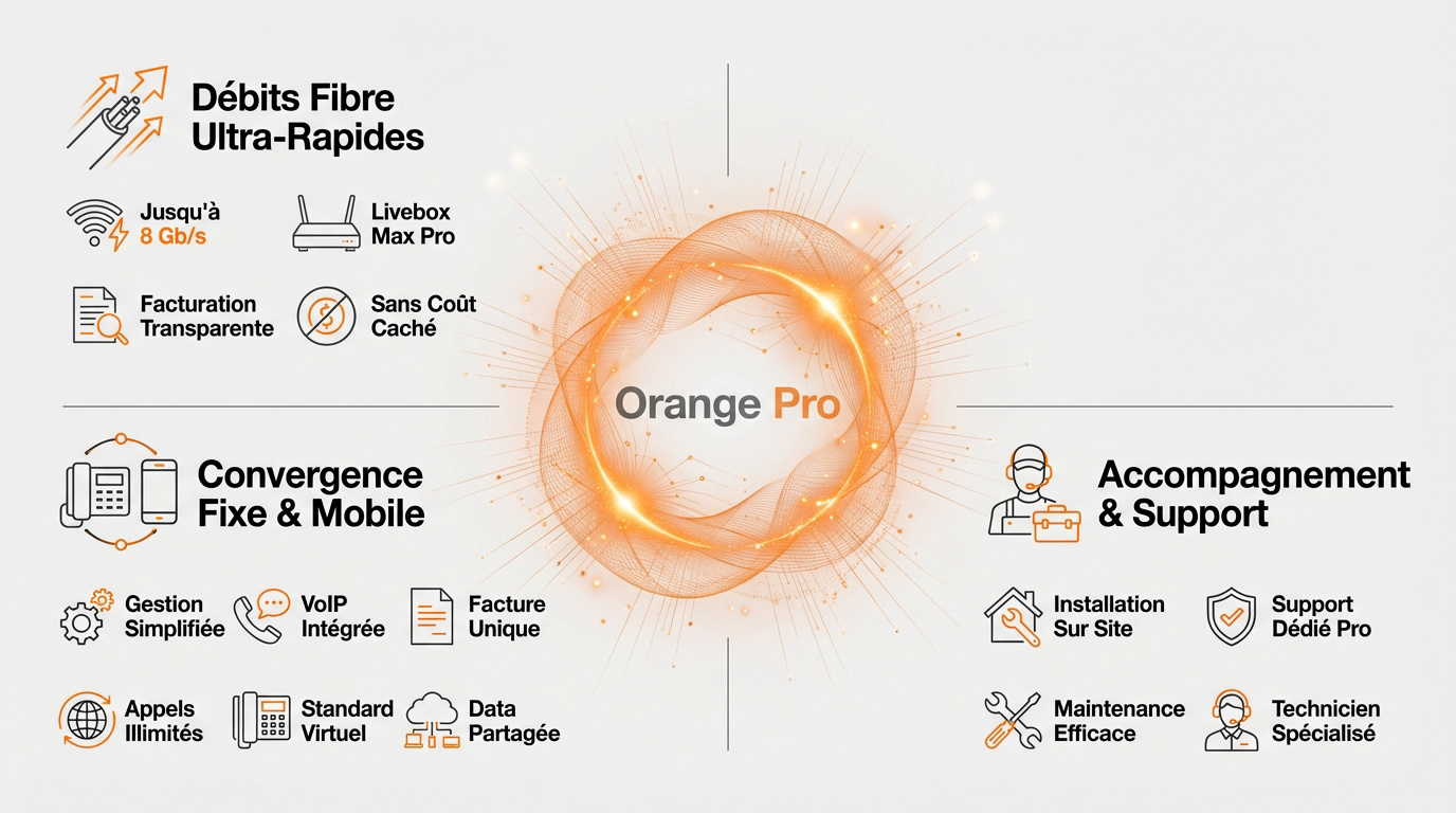 Infographie Orange Pro fibre et services de convergence entreprise