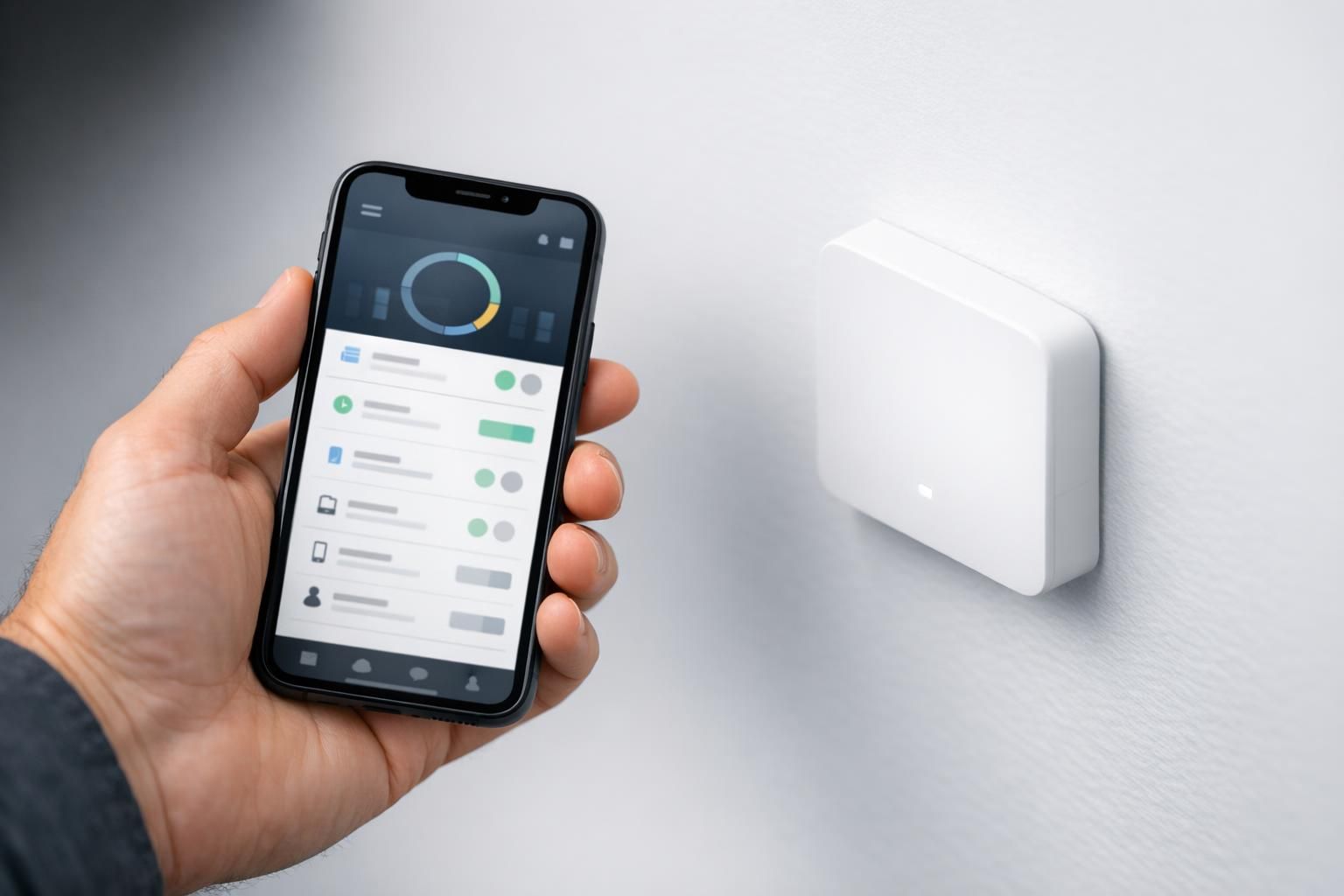 Application mobile de gestion réseau près d'une borne WiFi murale
