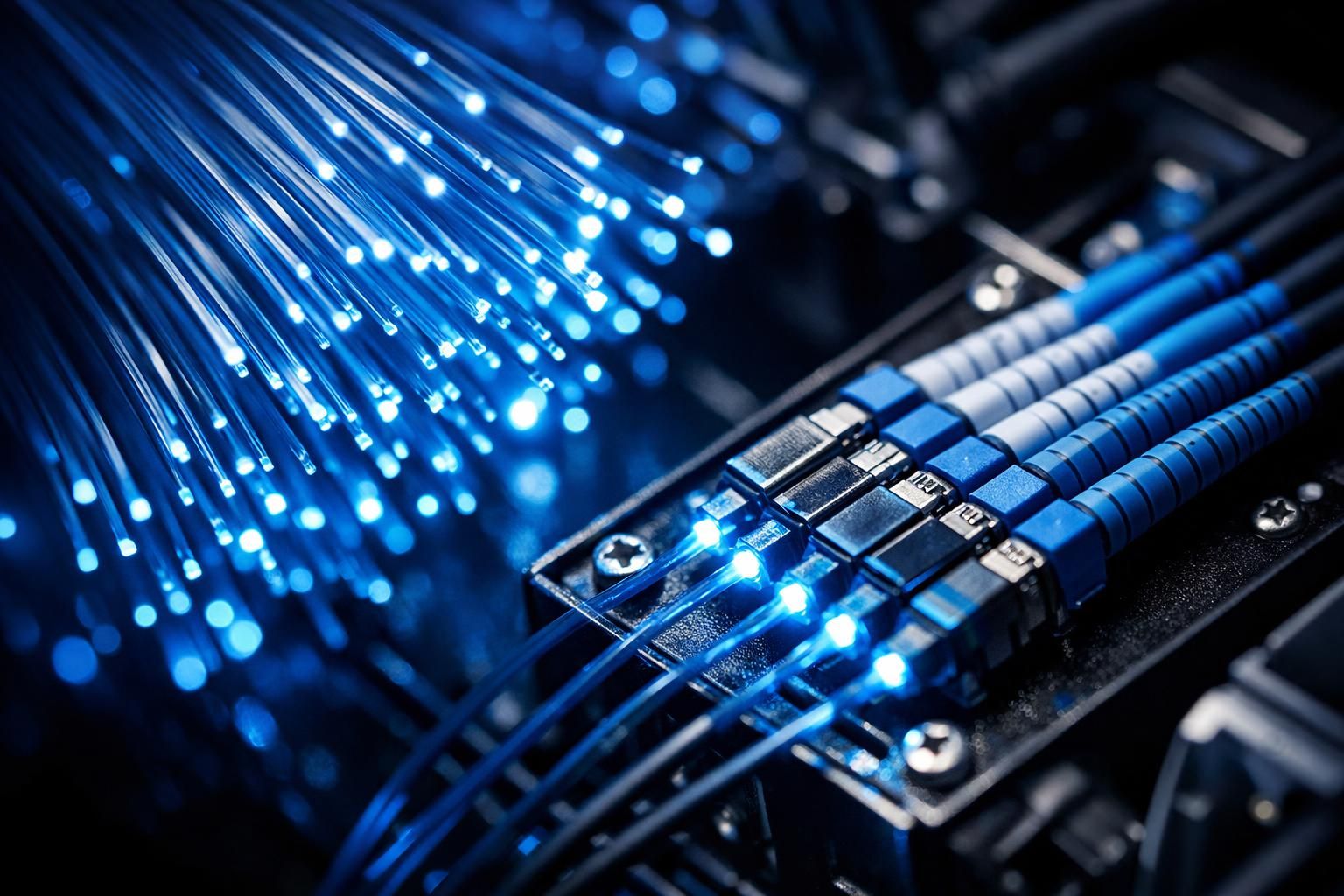 Brins de fibre optique raccordés à un boîtier de terminaison FTTO dédié