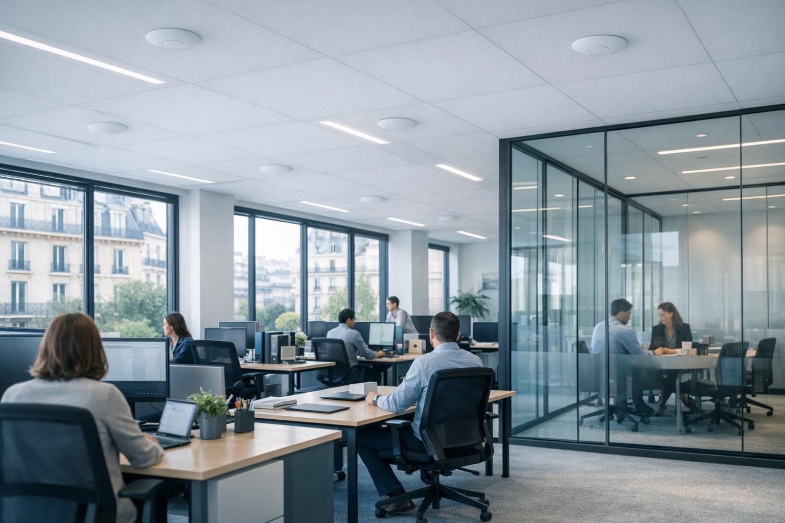 TP-Link Omada – réseau WiFi PME Bureau de PME parisienne équipé de bornes WiFi professionnelles au plafond