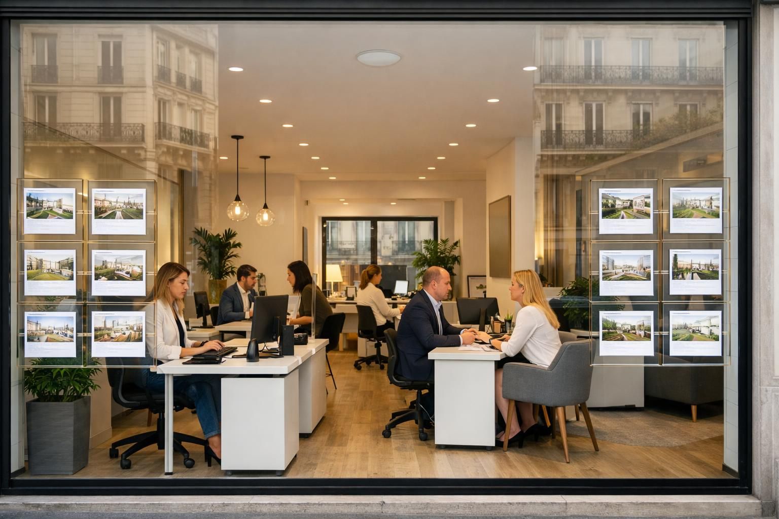 WiFi agence immobilière vitrine connectée Agence immobilière parisienne connectée avec vitrine digitale et WiFi professionnel
