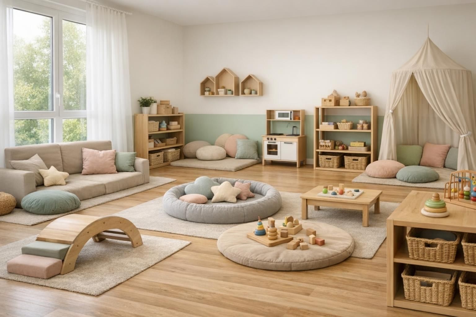 WiFi en crèche et loi Abeille – salle de vie conforme Salle de vie de crèche conforme à la loi Abeille sans borne WiFi fixe