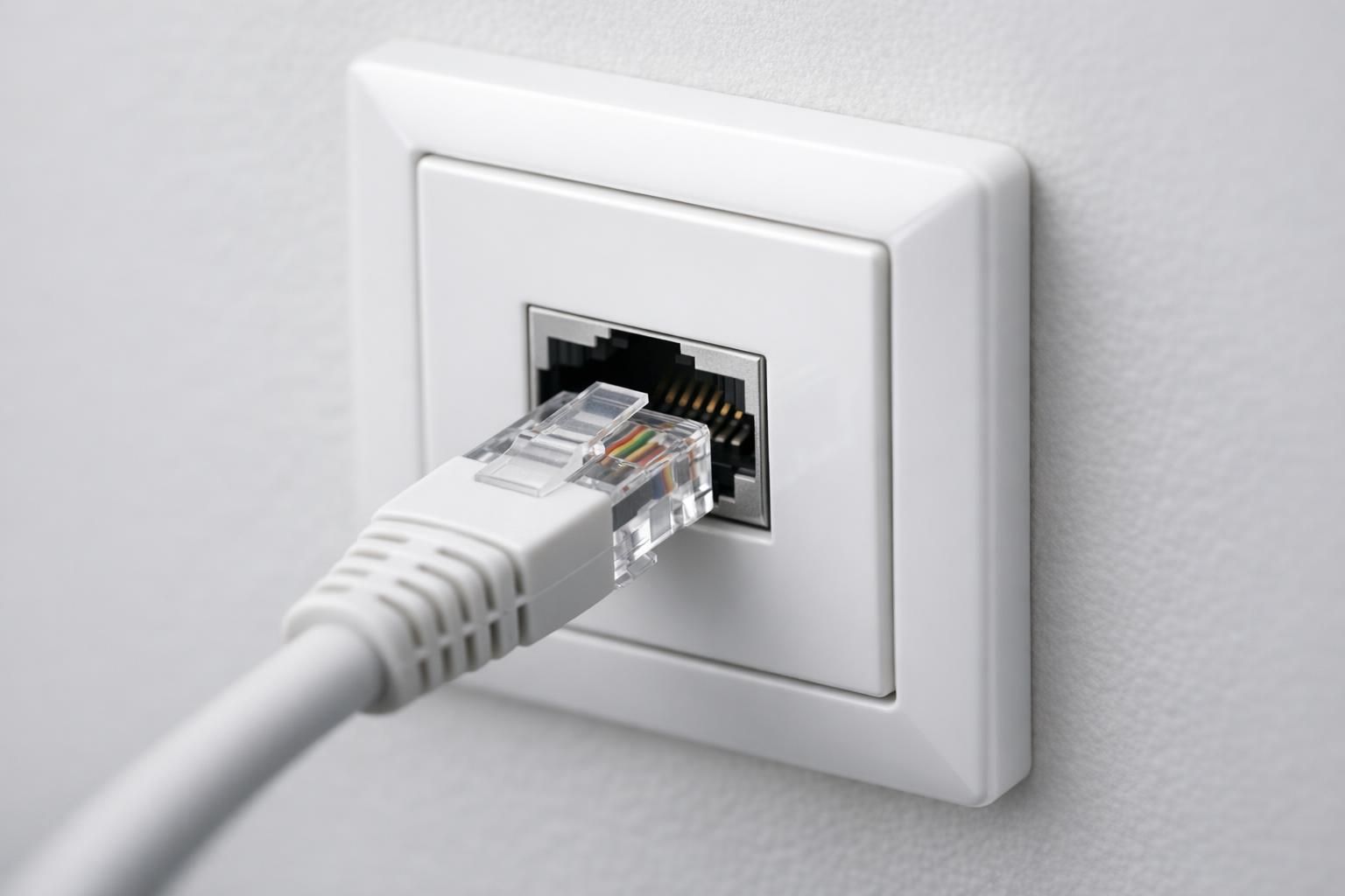Prise réseau Ethernet RJ45 installée dans une crèche conforme à la loi Abeille