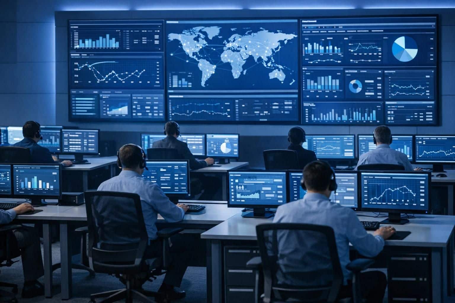 Centre de supervision réseau managé avec écrans de monitoring WiFi