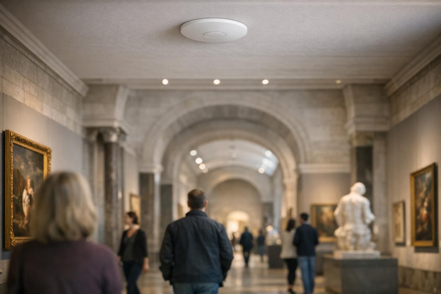 WiFi musée – galerie Galerie de musée couverte par un réseau WiFi professionnel en Île-de-France