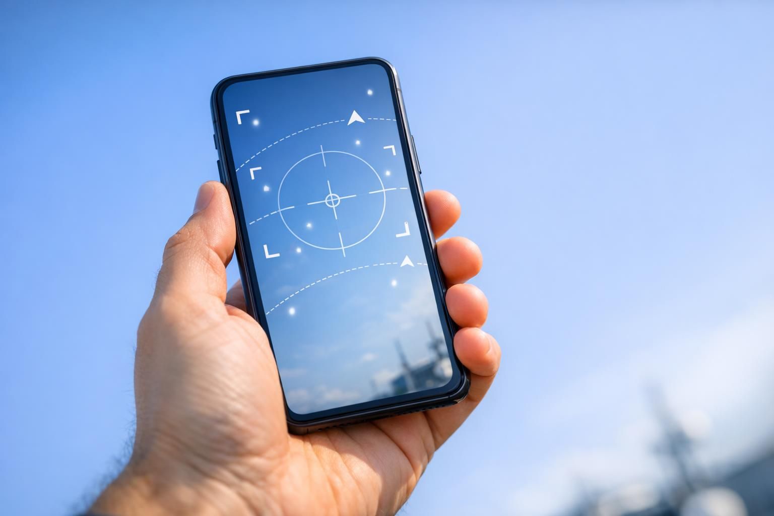 Vérification des obstructions Starlink via l'application sur smartphone vers le ciel