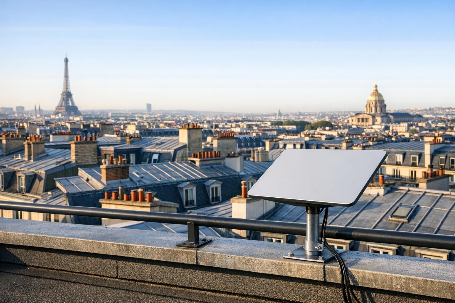 starlink-ou-fibre-featured Antenne Starlink fixée sur le toit d’un immeuble de bureaux parisien